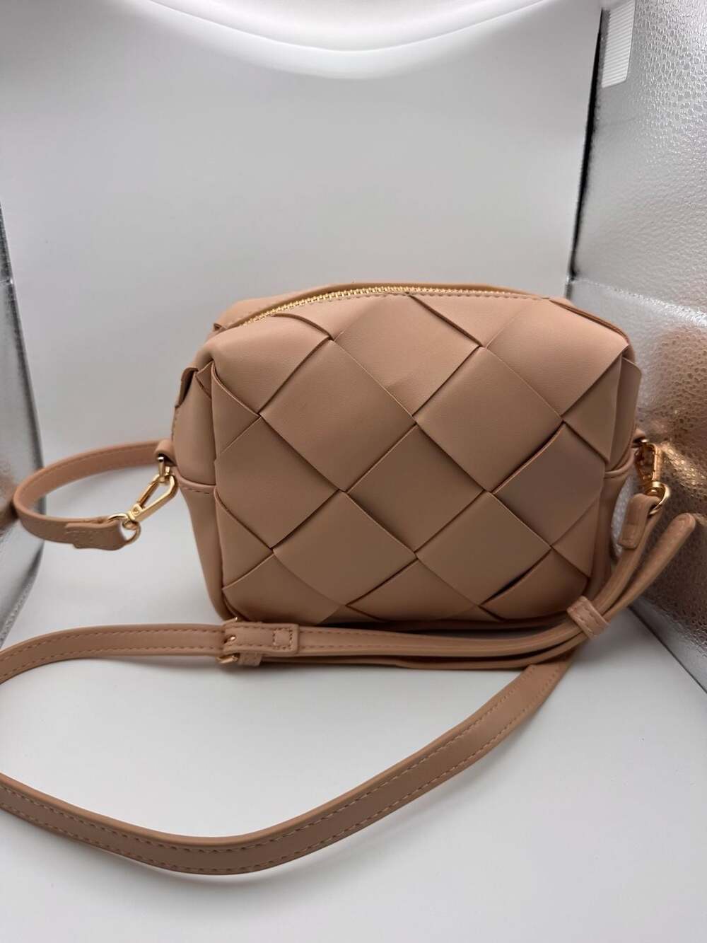 A New Day Woven Crossbody Bag Beige
